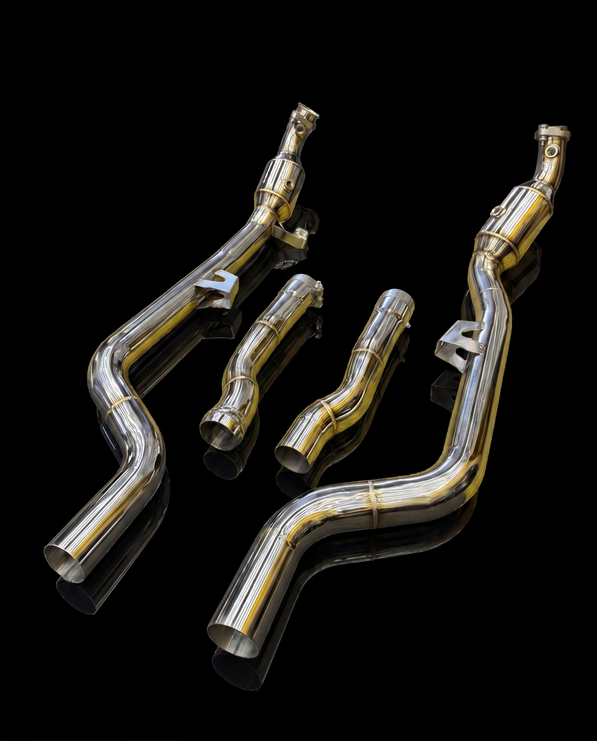 Promod Works Mercedes CLS63 AMG W218 Sports Cat Downpipe System – 200 Cell High-Flow Cats | Polished Stainless Steel