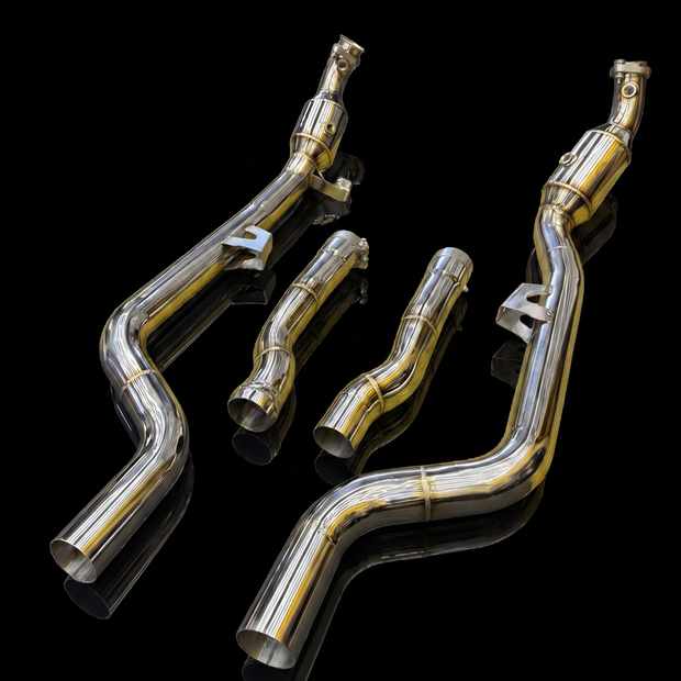 Promod Works Mercedes CLS63 AMG W218 Sports Cat Downpipe System – 200 Cell High-Flow Cats | Polished Stainless Steel